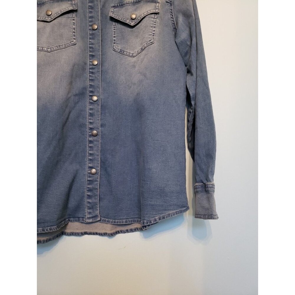 Coldwater Creek Women S Shirt Snap Front Blue Denim Western Embroidery Southwest - Picture 3 of 6